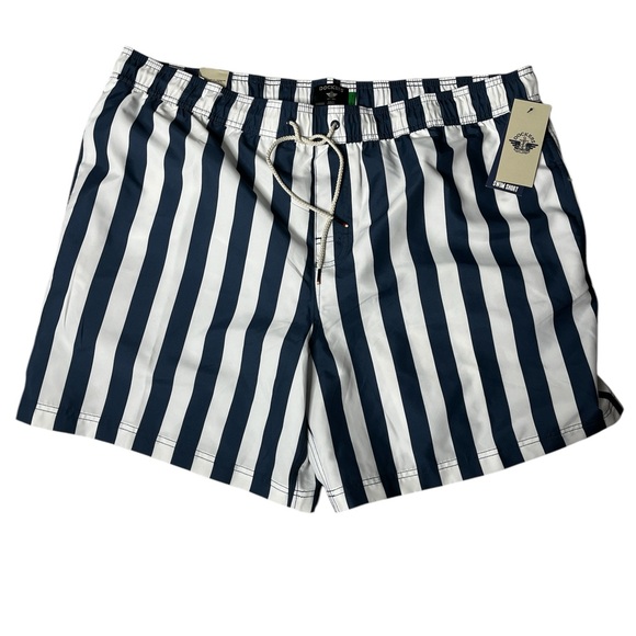 NWT Dockers Swim Short, Blue/White Striped, Size Large - Picture 1 of 3